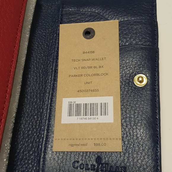 Cole Haan Tech Snap Wallet Red / Black NWT - Picture 5 of 15